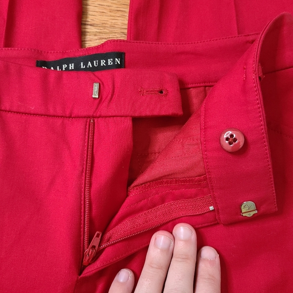 Ralph Lauren Black Label Size 2 Red Cropped Pants - Picture 3 of 5